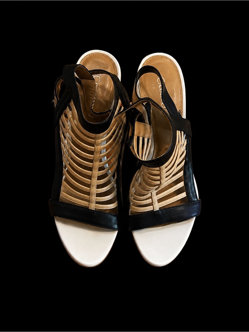 LIKE NEW Calvin Klein Black and Tan Strappy Women's Sandals